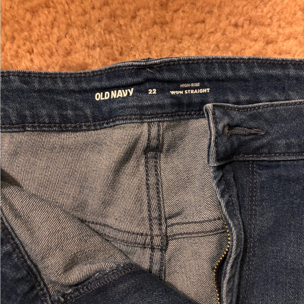 Old Navy Dark Blue Wow High Rise Straight Jeans
